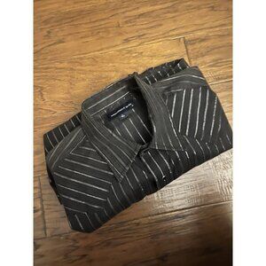 Panhandle Slim Men's Country Western Black Silver LARGE Shirt 16.5 Pearl Snap